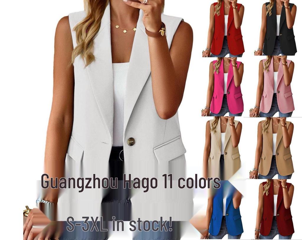 Dámský podzimní bezrukávový vícebarevný kardiganový blejzr 2024 Bestseller