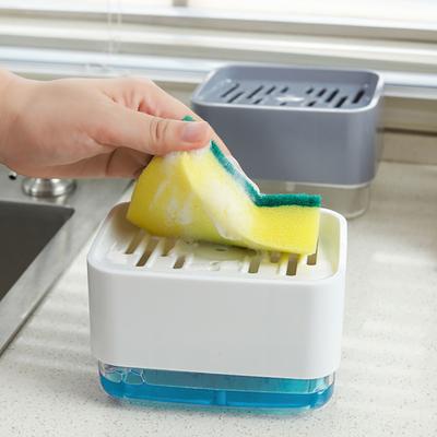 Spülmittelspender für Küche Flüssigseifenspender Küchenseifenspender mit Schwammhalter Schwamm Seifenpumpe Spender 320ML