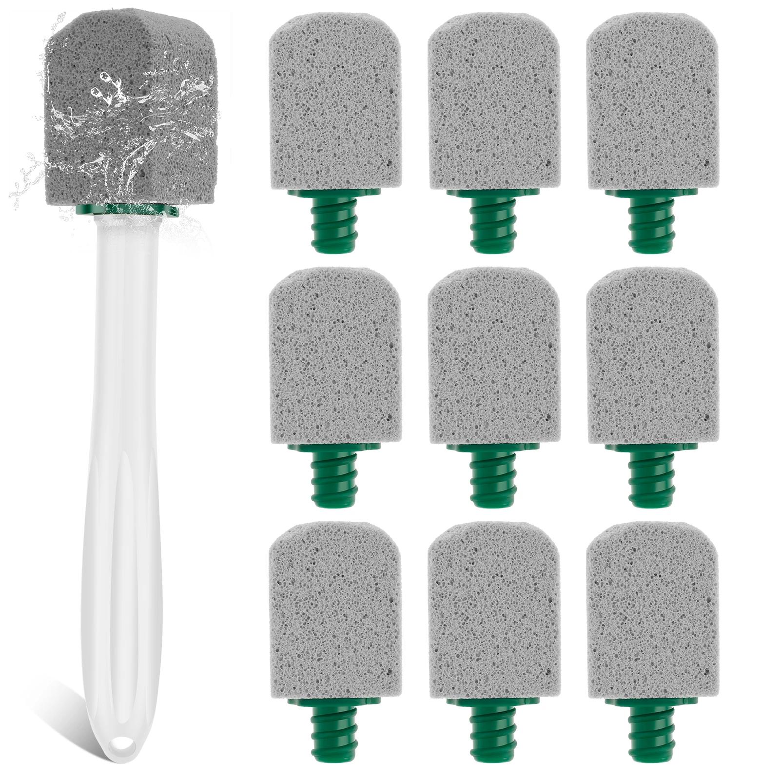

Pumice Stone Toilet Cleaning Brush Strong Bathroom Cleaning Brush with 10 Replaceable Brush Head Household Clean Tool Accessory