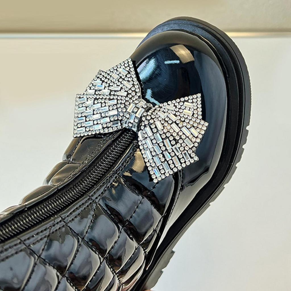 Kinderstiefel Einzelstiefel Britische Prinzessin Schleife Reißverschluss Kurzstiefel