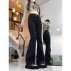 Autumn and winter velvet black micro-pull jeans women's new slim-fitting and thin flared pants high-waisted versatile horseshoe pants