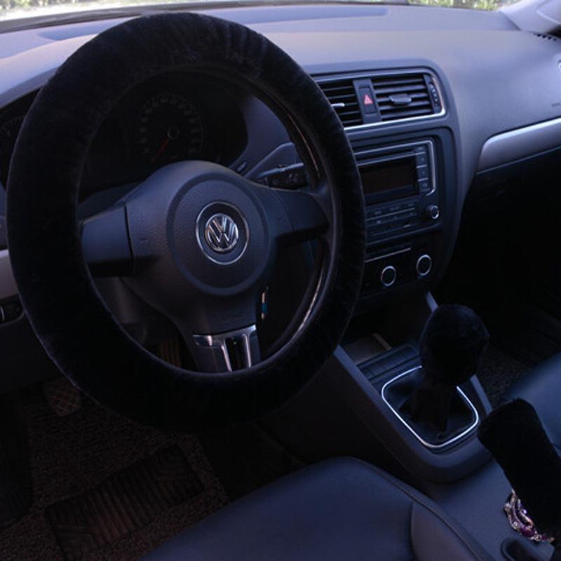 Soft Wool Steering Car Wheel Handbrake Accessory Winter Warm Automotive Interior Cover