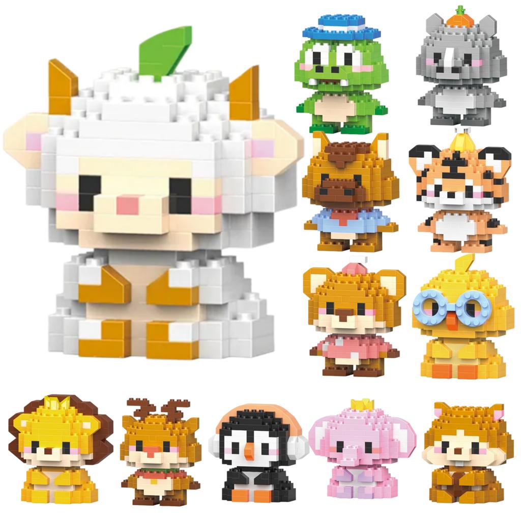Animals Lion Tiger Piglet Micro Particle Building Blocks Toy for Children Old Boy Birthday Gift Dog Cat Mini Bricks Girl Toys