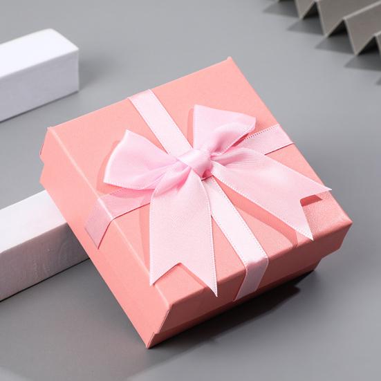 Caja de Regalo Cuadrada con Lazo de Cinta Día de San Valentín Dama de Honor Boda Cumpleaños Presente Caja de Envoltura con Tapa Caja Portátil para Empaque de Joyería