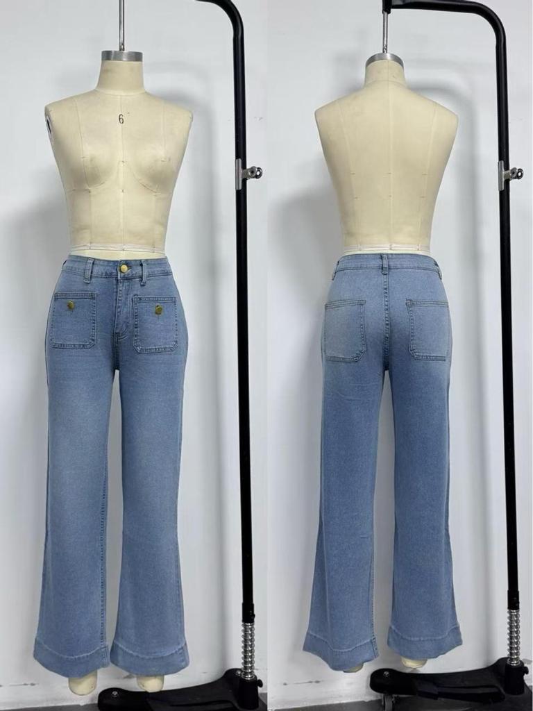 High-Waist Schlagjeans im europäischen und amerikanischen Stil