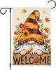 Heyfibro Welcome Fall Gnome Garden Ag 12 X 18 Inch Vertical Double Sided Burlap, Autunm Maple Leaves Yard Ags for Thanks GGX