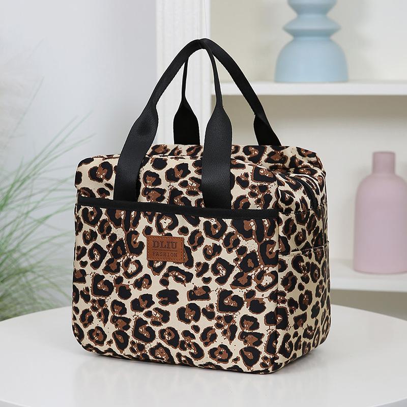 Thickened Nylon Fabric Lunch Bag with Aluminum Foil Inner Large Capacity Portable Lunch Box Storage Bag for Work Picnic Scho