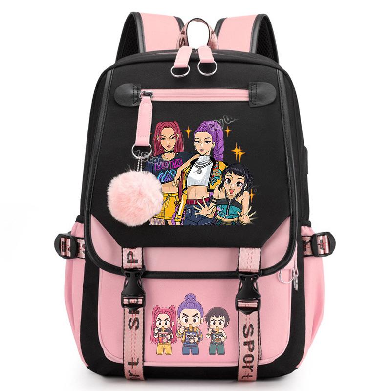 Kpop With The Surrounding Trend Schoolbag College Wind Large Capacity Junior High School Student Leisure Backpack