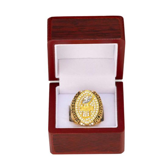 2024 Fantasy Football Championship Ring Championship Trophy Ring Award Medal with Wooden Box for Football League Champion