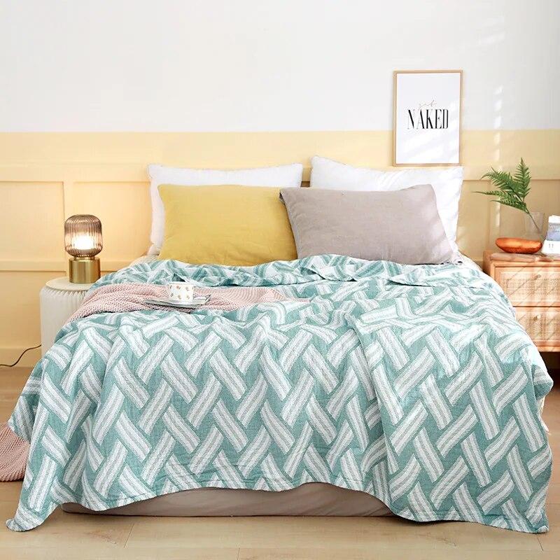 Plaid Blanket for Bed Double Queen King Bedspread Gauze Summer Thin Towel Quilt Coverlet Autumn Winter Sheet Bed Sofa Cover