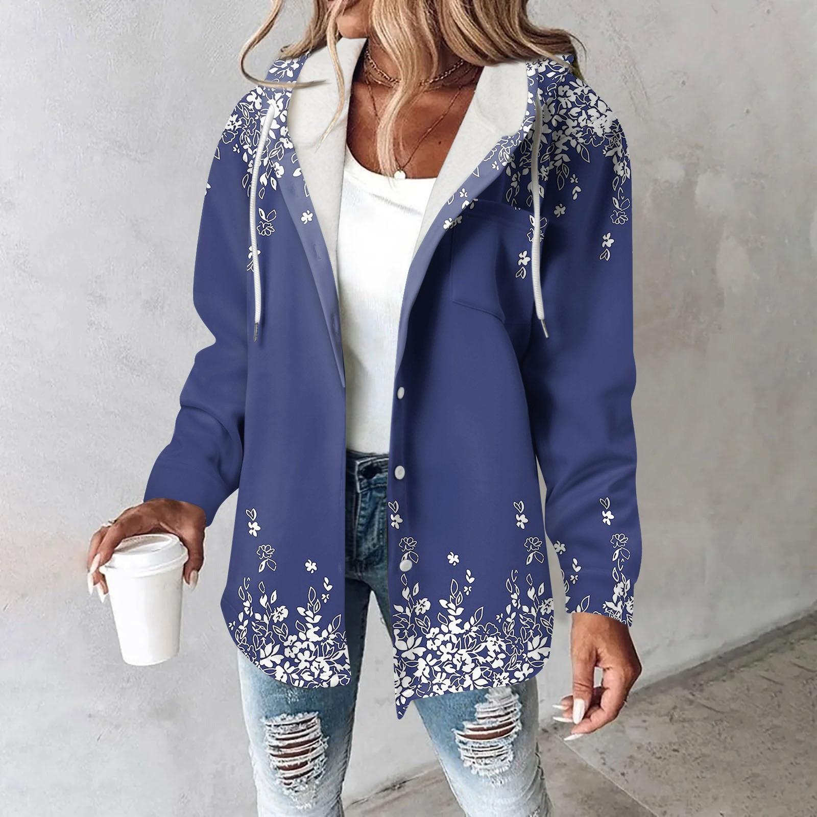 

Женское пальто, повседневная и модная композитная толстая и теплая куртка с капюшоном и принтом XL темно-синий