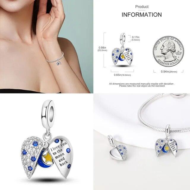 925 Sterling Silver Fjäril Flygplan Hjärta Berlocker Pärlor Armband DIY Boutique Smycken Gåva