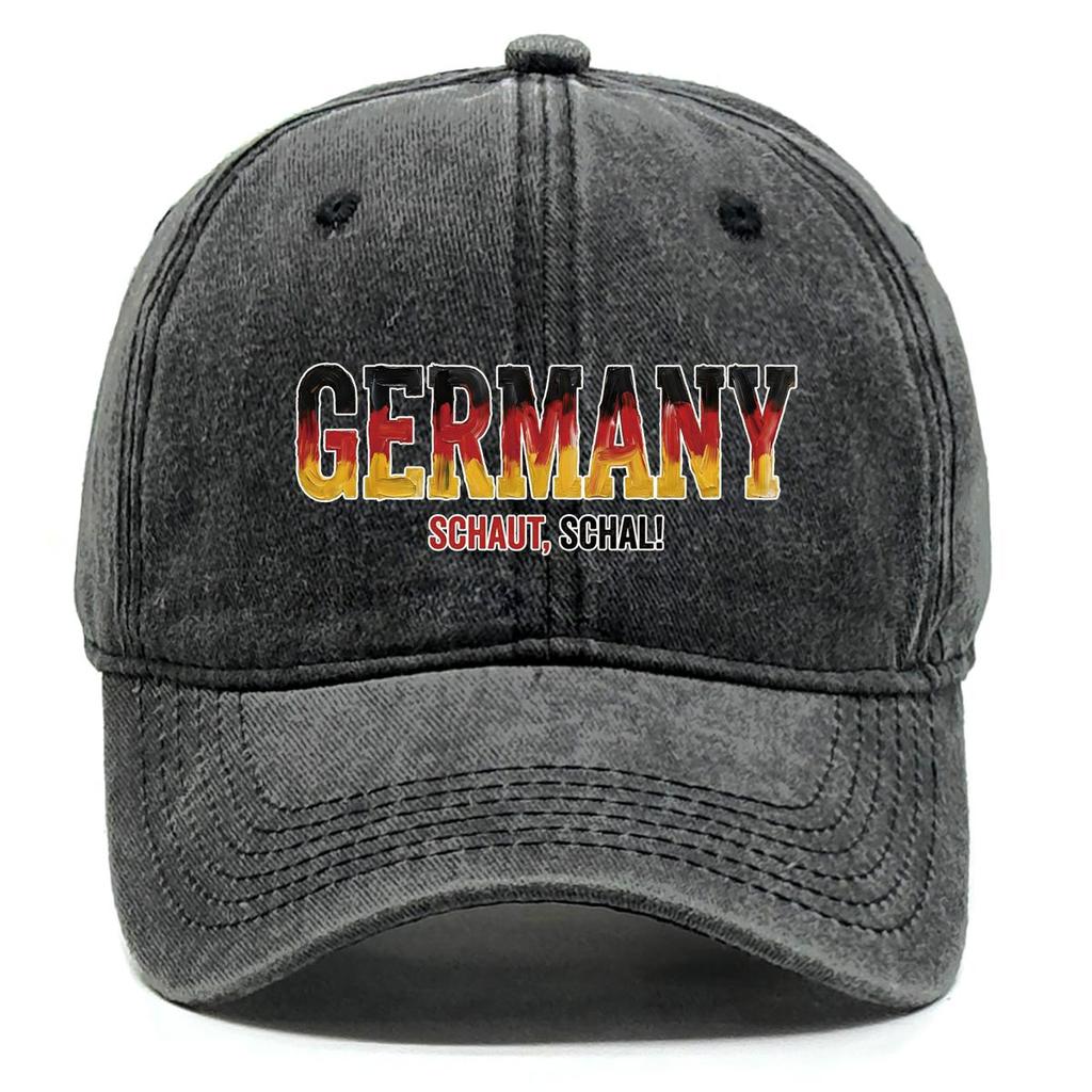 Baseball Hat With "GERMANY" "SCHAUT, SCHAL" Flag Printed , Adjustable Sun Hat Sporting Fashion Raw Brim Cozy Dad Hat