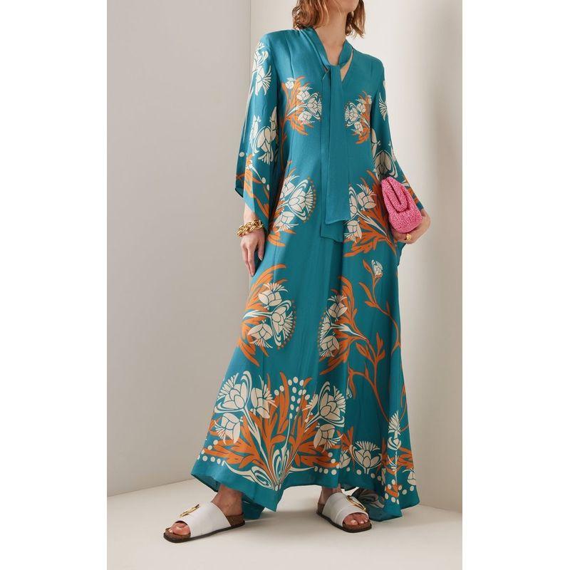Middle East Independent Station Amazon European and American New Summer Print Three-Quarter Sleeve Stand Collar Double-sided Wear Jumpsuit DRESS