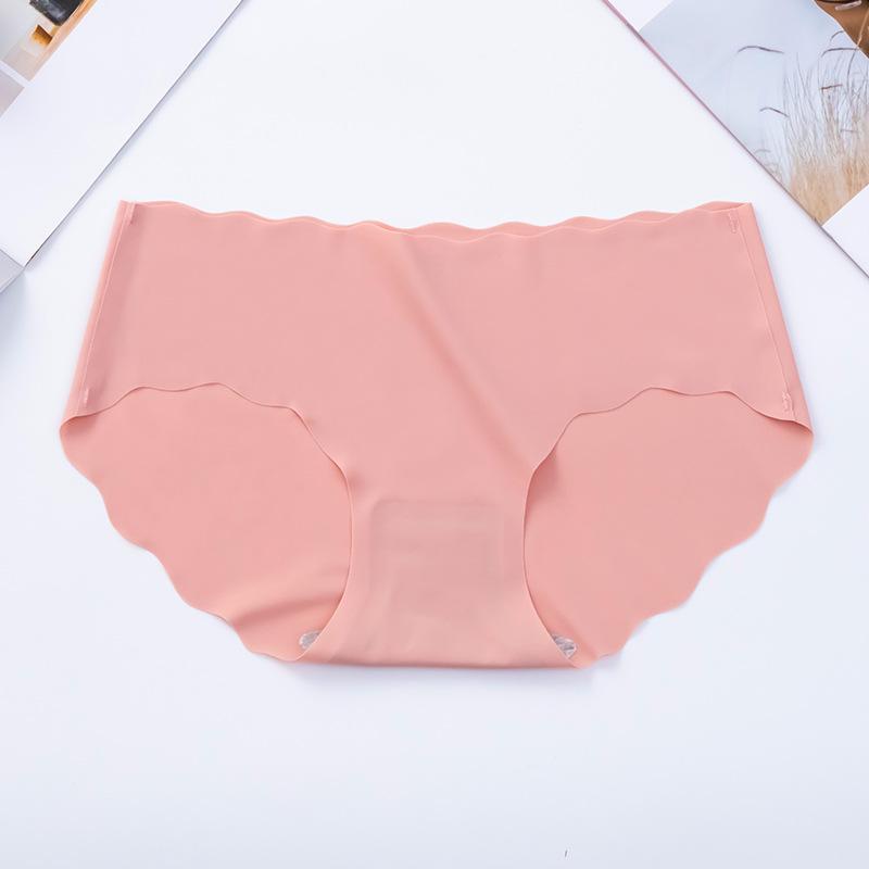 Girls' Plus Size Breathable Ice Silk Panties - Solid Color, Seamless, Mid-Low Waist Triangle Underwear