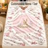 Flannel BlanketPeter Rabbit Custom Name Text Personalized Soft Warm Throw Blanket Home Decor Gift