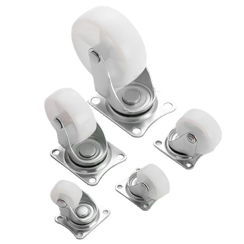 1/2/4Pcs Heavy Duty Caster Wheel 360 Degree White Nylon Rubber Furniture Roller 1/1.25/1.5/2/2.5/3inch Furniture Carts