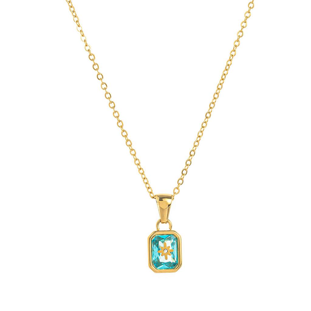 Birthstone Zodiac Necklace With Titanium Steel Pendant For Women And Men