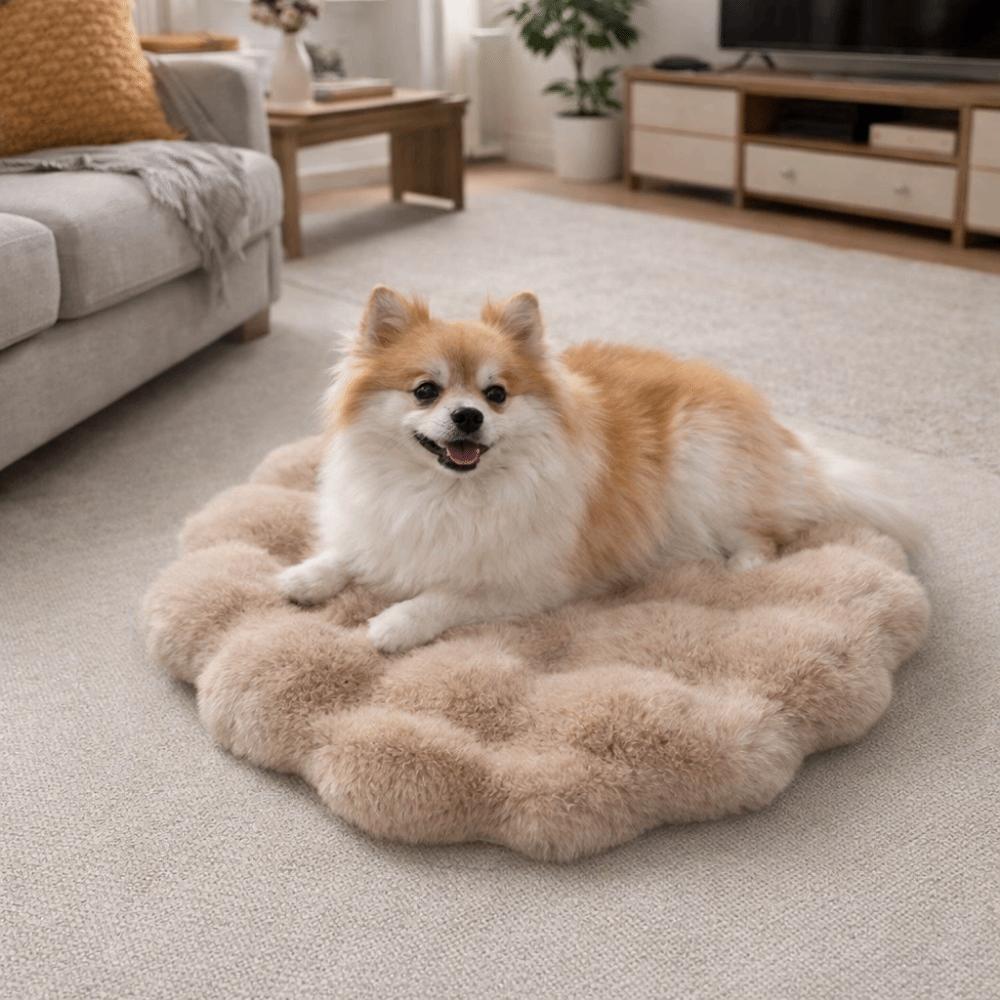 Puppy Nest Mat Warm Cat Plush Nest Non-Slip Fleece Pet Bed Mat Round Soft Cat Floor Mat for Cats and Dogs