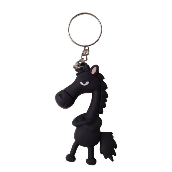 Keychain Pendant 3D Cartoon Horse Design Key Chain with Metal Ring Multifunctional Keychain Gift Accessory