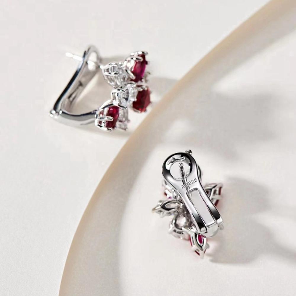 WUIHA 100% 925 Sterling Silver Sparkling Pear Marquise Cut Ruby High Carbon Diamonds Gems Ear Studs Earrings Fine Jewelry Gifts