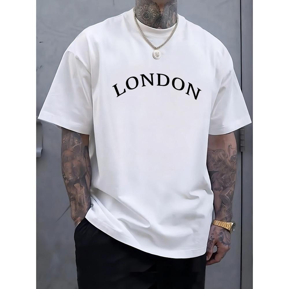 Letter Printed Mens T-Shirts Cotton Casual Short Sleeve Trendy Loose Male Summer Soft T-Shirt