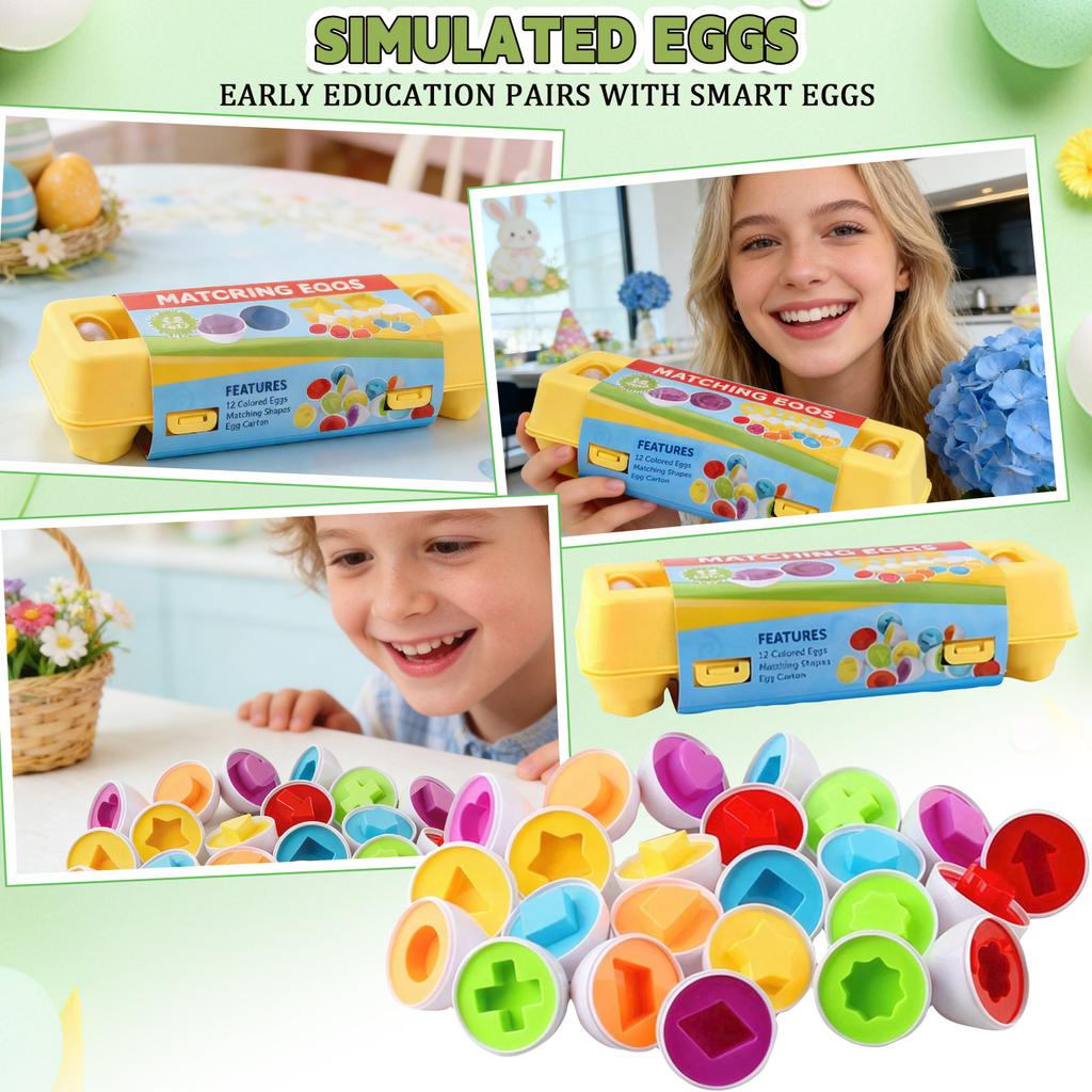 1Box 12 Easter Eggs Matching Toys For Early Childhood Education And Development.