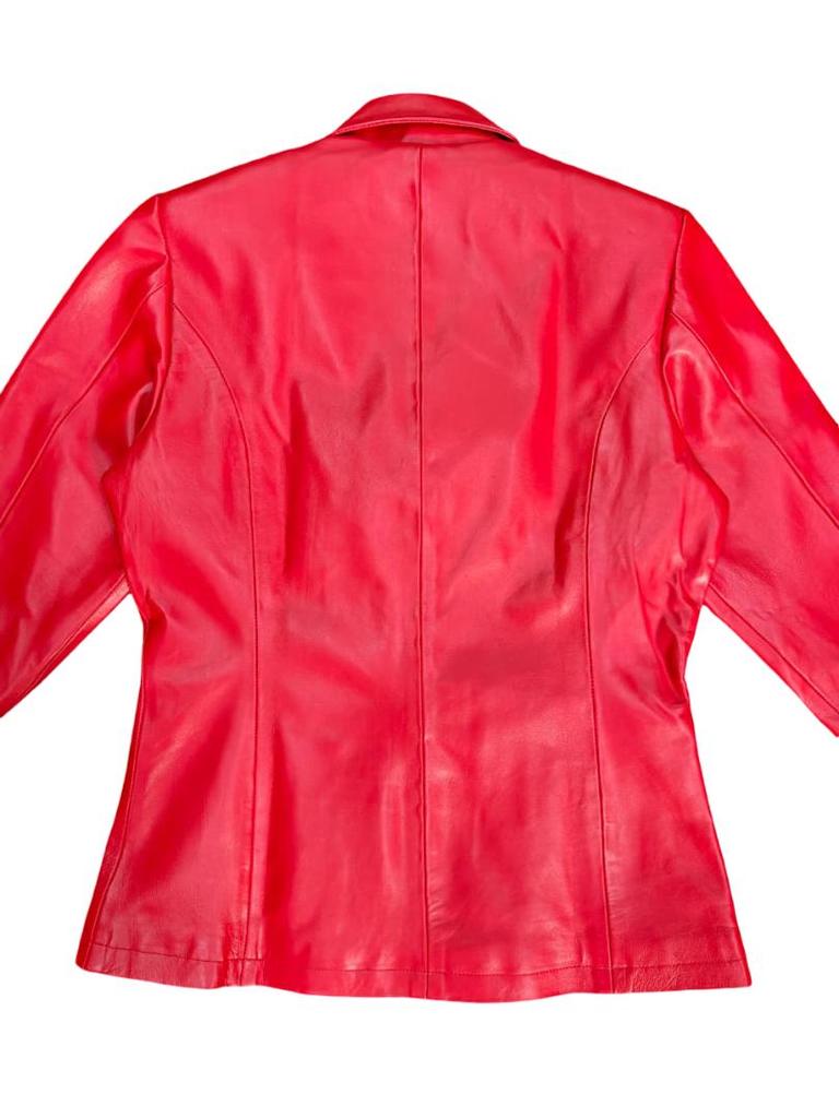 Handgefertigtes Lammleder Rot Party Stilvoller Blazer Damen Designer Formell Echt