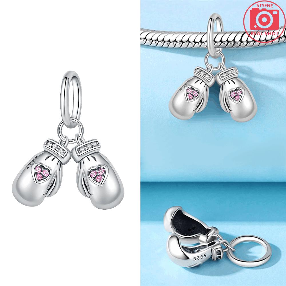 

Authentic Original Copper Metal Certified Pink Heart Pendant Bead Component Designed For Boxing Gloves Bead Component Compatible With Bracelet High