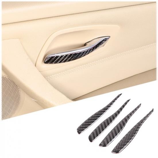 Carbon Fiber Inner Door Handle Trim Cover Sticker For BMW 3 Series E90 05-12
