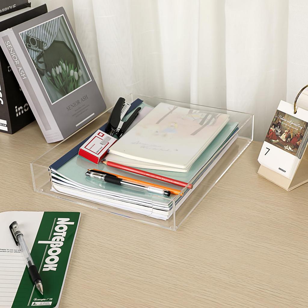 Sumnacon File Tray, Document Tray, Desk Tray, Letter Organizer, Clear Acrylic, Set of 1