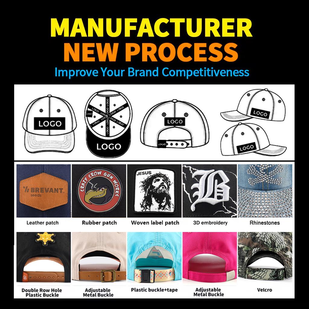 Manufacturers Custom High Quality Plain Classic 6 Panel Cotton Trucker Hat Mens Snap Back Mesh Gorras with Custom Logo