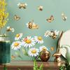 Daisies Flowers and Butterfly Bee Party Wall Stickers, Removable Anti-Static Self-Adhesive Vinyl Decals for Kids Room Living Room Bedroom Decoration