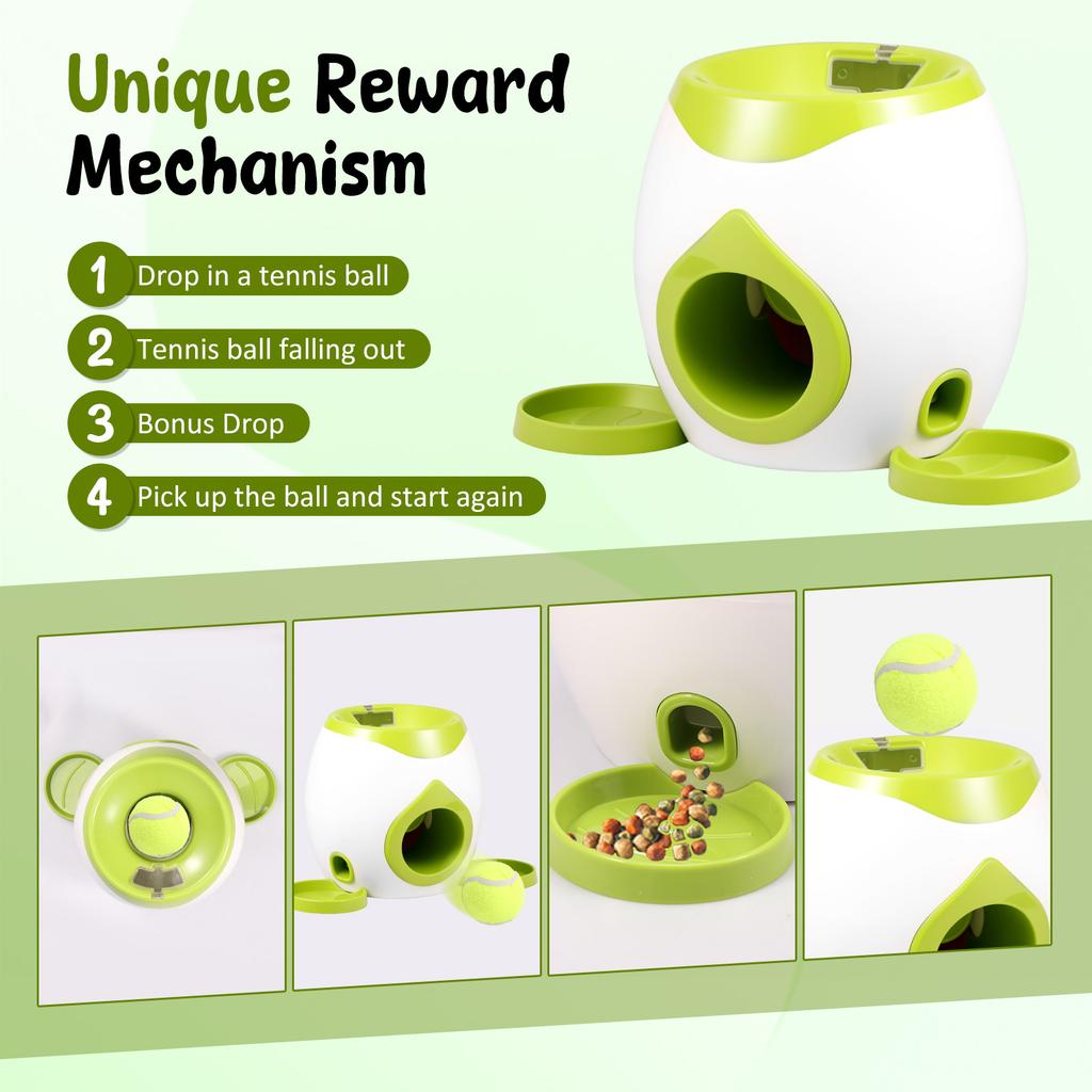 Dog Automatic Tennis Ball Launcher Pet Training Interactive Toy Puppy Snack Reward Machine Treat Dispenser Fun Interactive