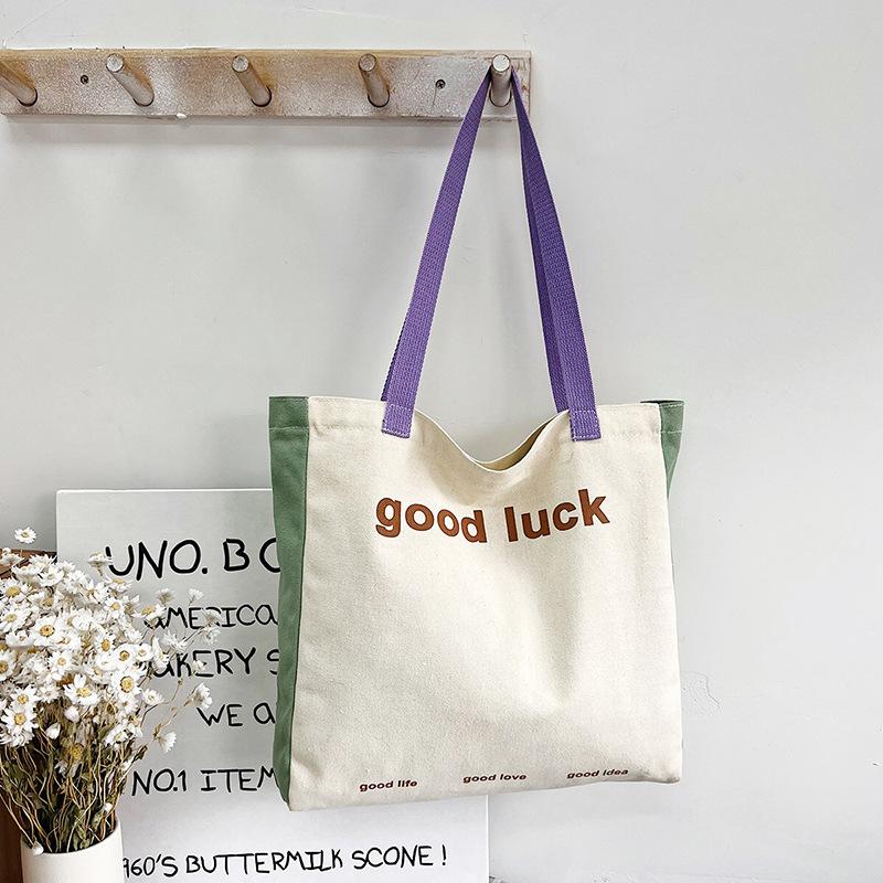 

New Canvas Bag Large Capacity Female Fashion Versatile Shoulder Bag INS School Girl Tote Bag