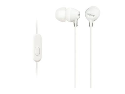 Sony Earphones Canal Type with Remote Control and White W MDR-EX15AP Microphone, MDR-EX15AP