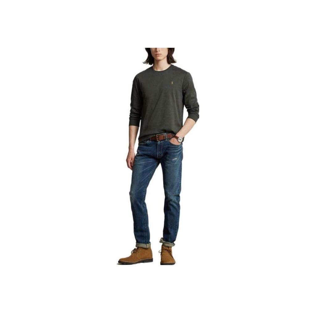 Polo Ralph Lauren FW22 Solid Slim Fit Crew Neck Long Sleeve T-Shirt Men Tops Green MNPOTSH16820268-300