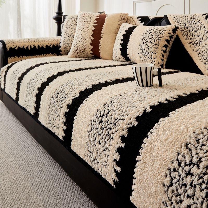 

Чехол на подушку для дивана из плюша, утолщенный нескользящий теплый чехол для дивана на зиму 90*120cm чёрный