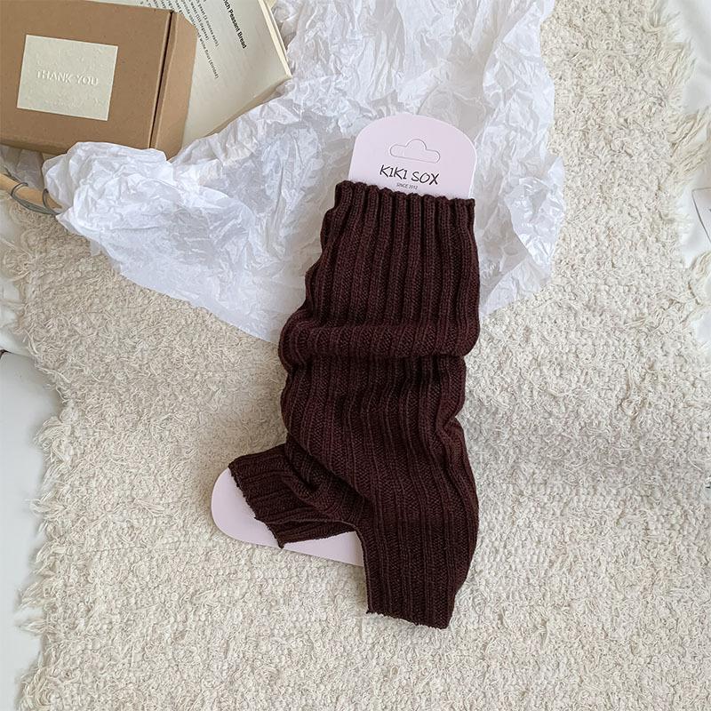 

Split Leg Warmers for Schoolgirl Ribbed Knit Boot Cuffs JK Style Thermal Winter Leg Warmers Korean Simple Thickened Crew Socks One Size кофейный