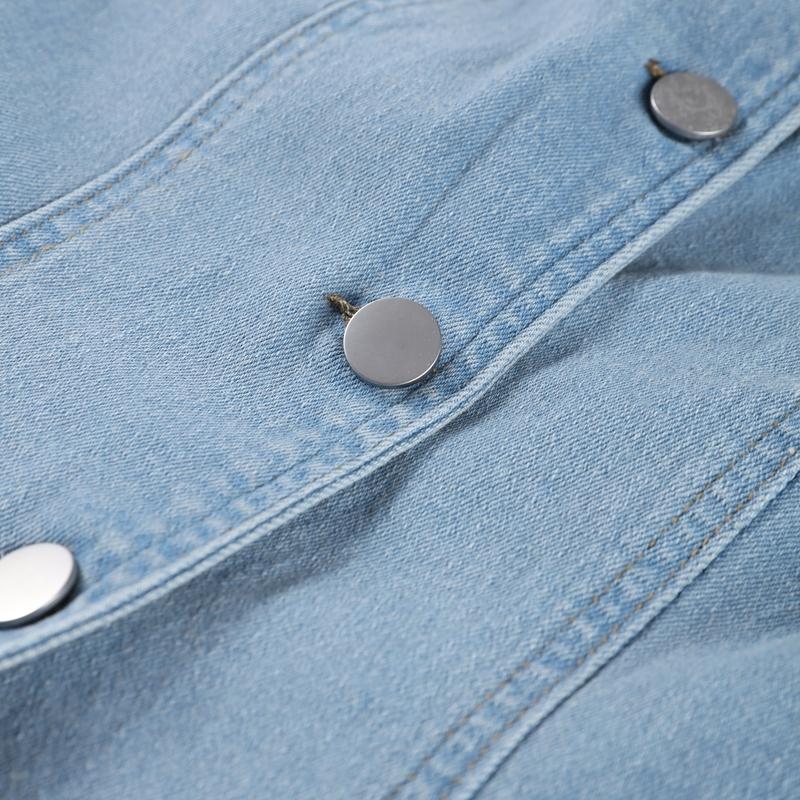 Szykowna Damska Jeansowa Obcisła Długa Sukienka Niebieska Klapy Głęboki Dekolt V Wysokie Rozcięcie Bez Rękawów Jednorzędowa Falbankowa Szata 2025 Damska Codzienna Vestido