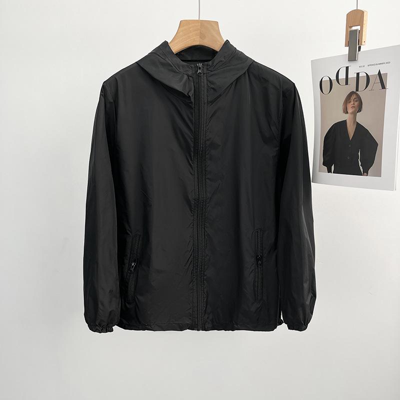 

Мужская летняя дышащая ветровка с капюшоном для улицы - Солнцезащитная куртка для пар 2XL чёрный