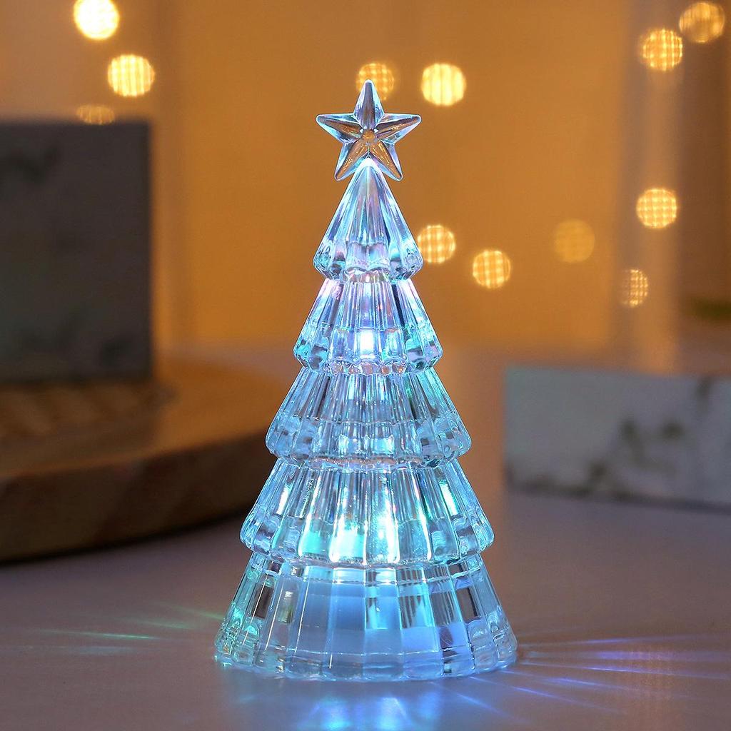 Leuchtender LED Kristall Weihnachtsbaum Nachtlicht Ornament
