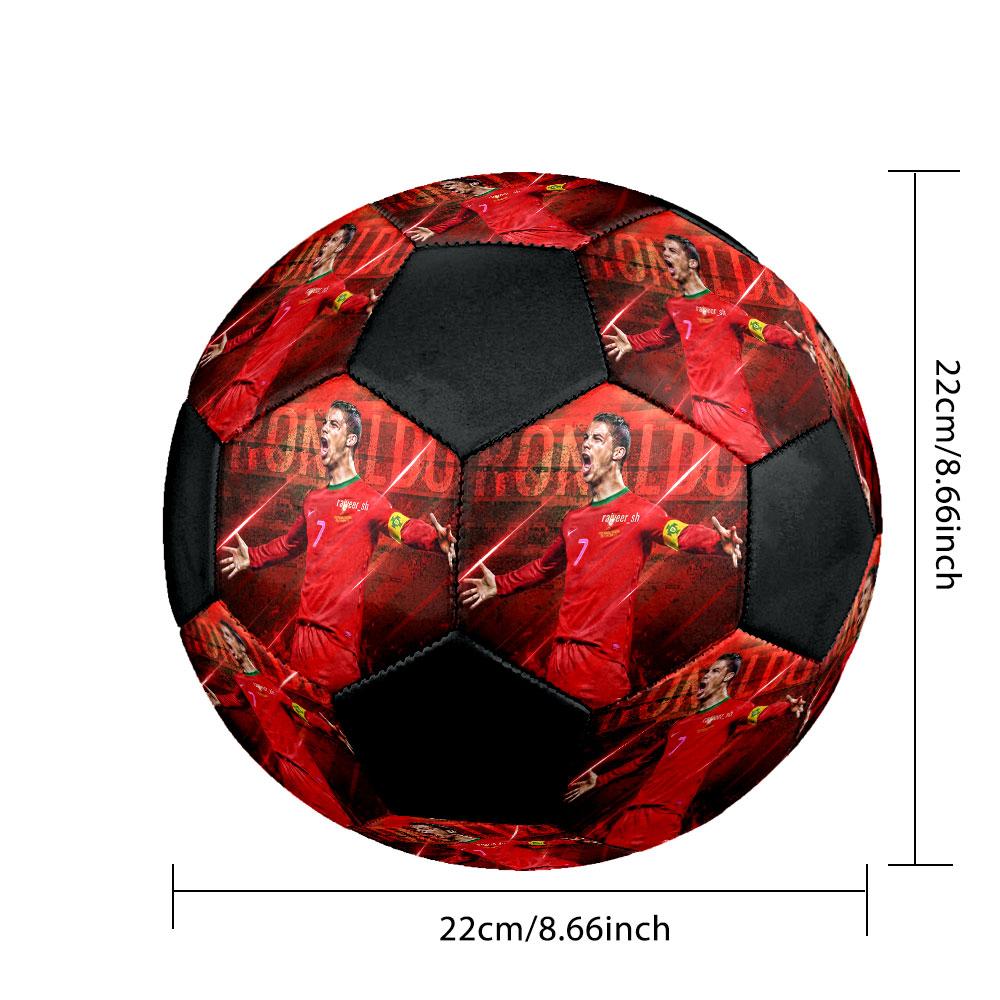 1pz Cristiano Ronaldo Forza misura 5 pallone da calcio PrahaPallone da calcio indoor Colorato Per tutte le età Cucito a macchina PVC Pronto per la competizione Resistente Alto rimbalzo