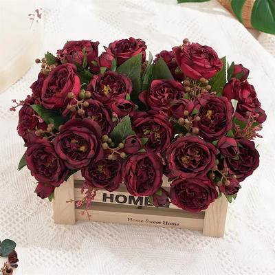 Artificial Flower Silk Peony Rose Home Vase Outdoor Garden Festival Table Decora DIY Gifts Wedding Bridal Bouquet Hot Sale Props