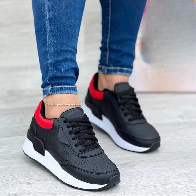 Fashion 2024 Women's Sports Shoes Thick Sole  Leather Stitching Casual Sports Shoes Women's Outdoor Running Vulcanized Shoes