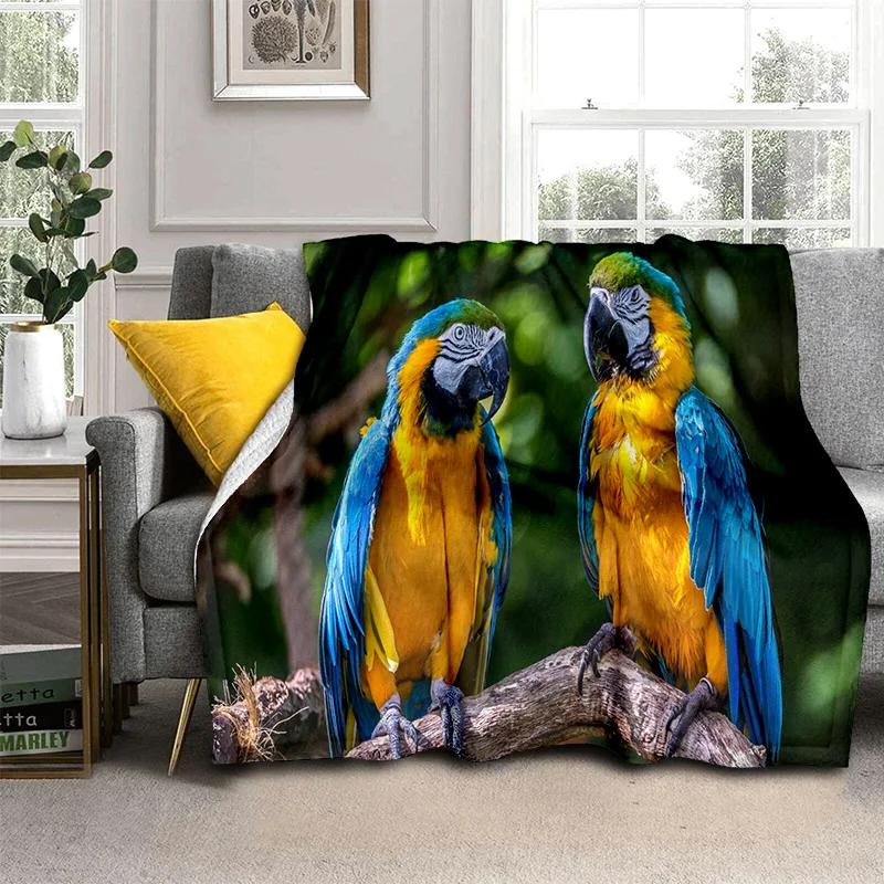 3D Colorful Macaws Parrot Birds Blanket,Soft Throw Blanket for Home Bedroom Bed Sofa Picnic Travel Office Rest Cover Blanket Kid