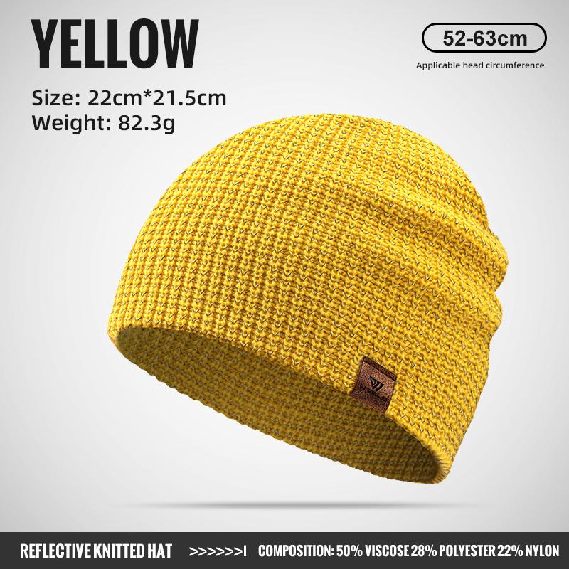 

WRELS Winter Knitted Beanie Hats Warm Night Running Reflective Hat Unisex Windproof Ear Protection Cycling Hiking Ski Cap жёлтый