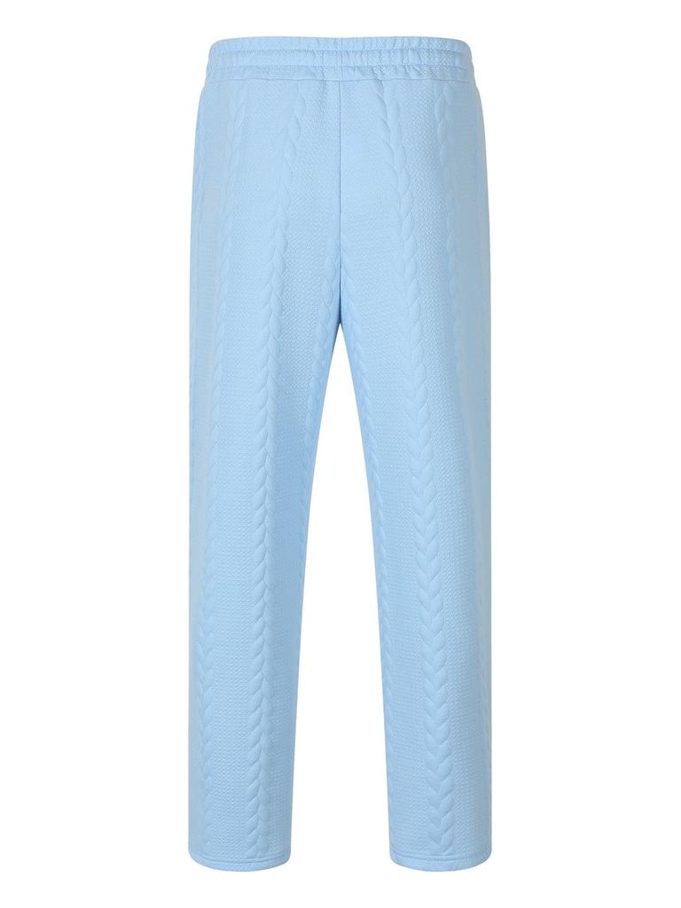 Autumn New Men's American Retro Outdoor Leisure Sports Solid Color Jacquard Drawstring Trousers