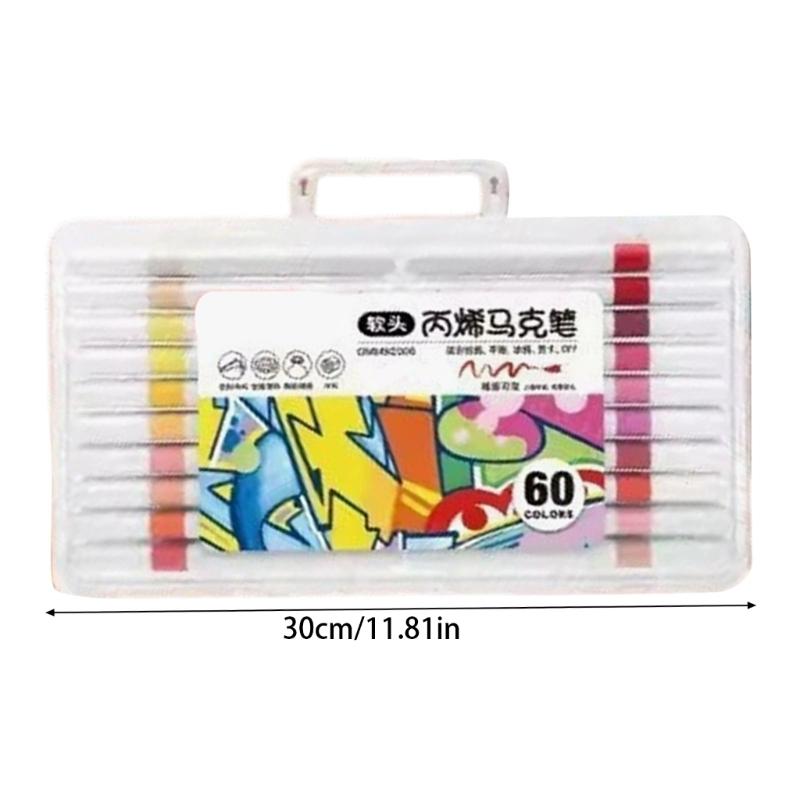 12/48/60 Color Acrylic Paint Pen Brush Tip Colored Acrylic Marker Pens for Drawing Scrapbooking Card Making Journaling