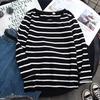 Women Loose Round Collar Summer Stripes Print Loose Long Sleeve Casual Simple Wild T-Shirt